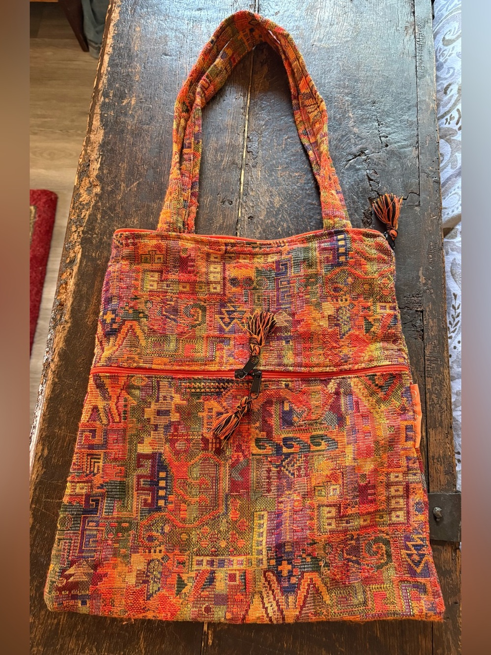 Handwoven Multicolour Tote Bag - Vibrant Pattern
